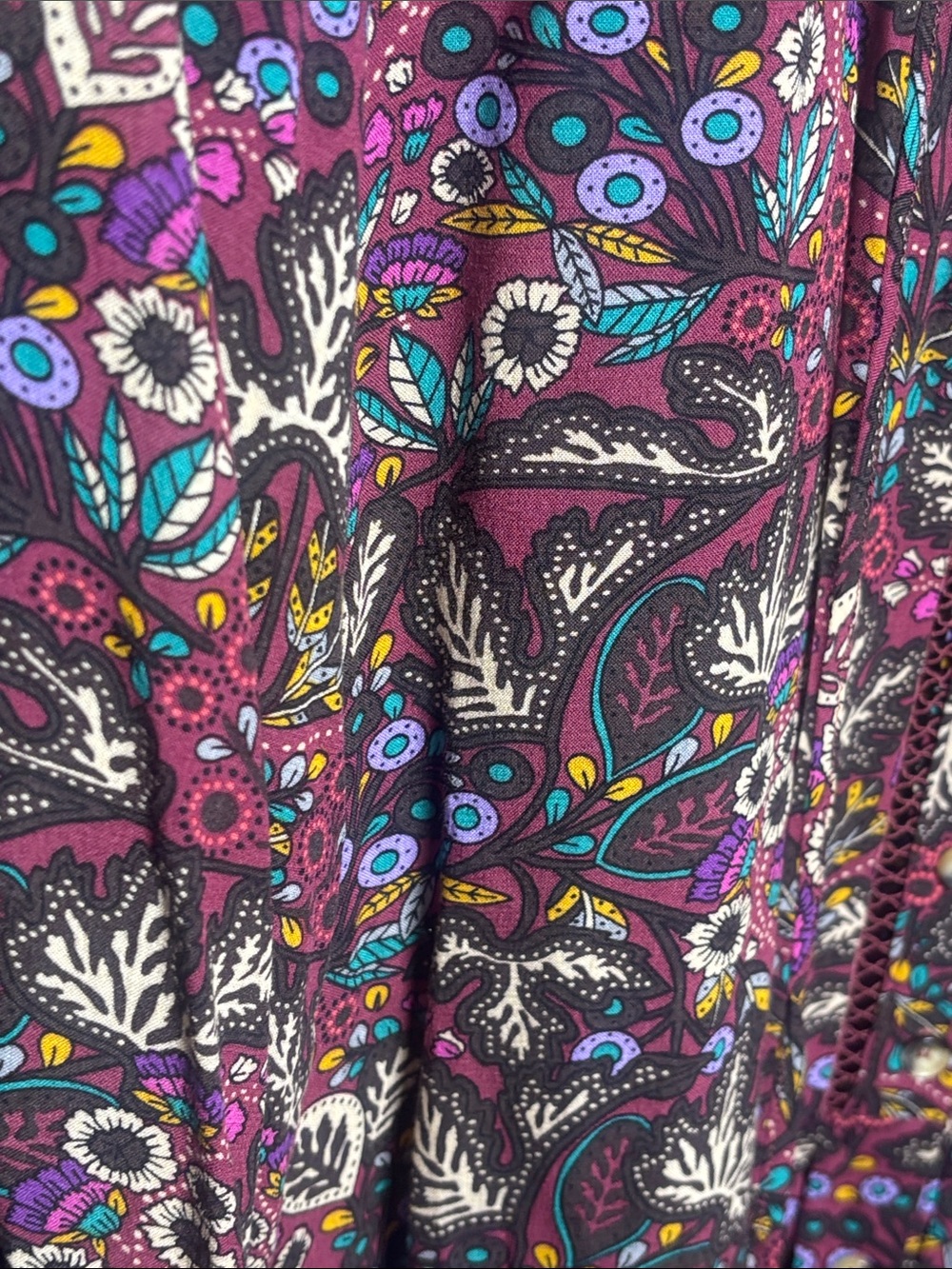 Anthropologie Purple Multicolor Floral Button-Front Blouse - Picture 5 of 10